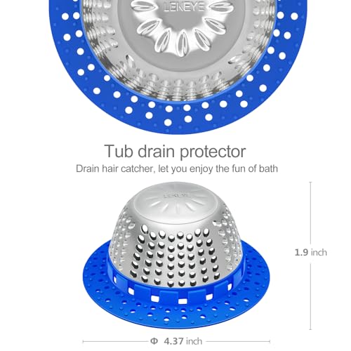 LEKEYE Shower Drain Hair Catcher/Shower Drain Cover/Drain Protector for Pop-Up & Regular Drains(Blue) - color: Blue