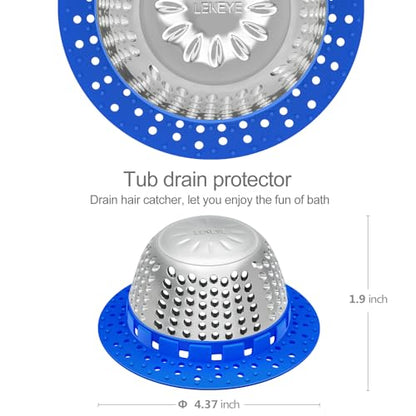 LEKEYE Shower Drain Hair Catcher/Shower Drain Cover/Drain Protector for Pop-Up & Regular Drains(Blue) - color: Blue