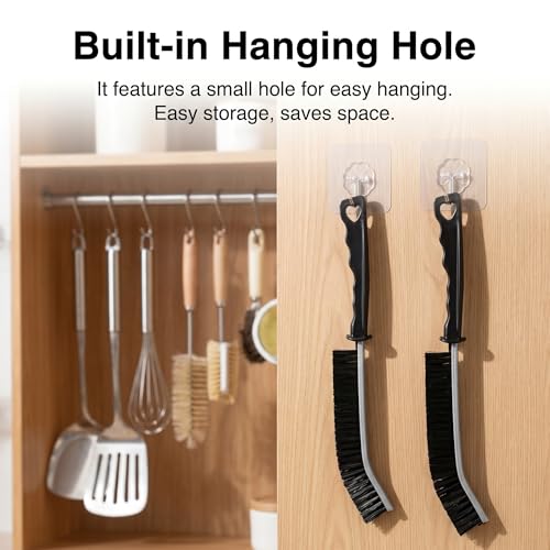 4 Pcs Multi-Purpose Hard Bristle Crevice Cleaning Brush Small Deep Gap Cleaning Tools Scrub Brushes Household Use Versatile Thin Grout Brush for Kitchen Window Tile Bathroom Shower Corner Toilet Black