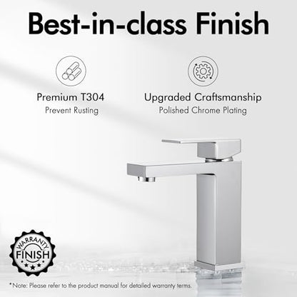 KES Chrome Bathroom Sink Faucet Single Hole Bathroom Faucets Single Handle for Modern Washroom Vanity RV Farmhouse Sink cUPC Certified Lead-Free, L3120ALFF12-CH - color: Chrome, style: NO Drain - Short Faucet