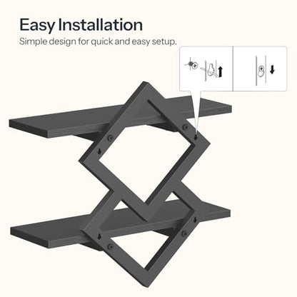 HOOBRO 15" Floating Shelves for Wall, Set of 2 Wall Shelf, 2-Tier Hanging Shelves, Wall Mounted Storage Shelf, Display Rack, for Living Room Bedroom Kitchen Bathroom, Black BB14BJP201 - color: Black