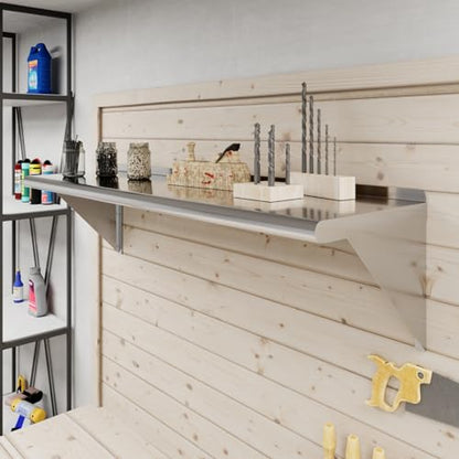 AmGood 48" Long X 14" Deep Stainless Steel Wall Shelf | NSF Certified | Appliance & Equipment Metal Shelving | Kitchen, Restaurant, Garage, Laundry, Utility Room - size: 48" Long X 14" Deep