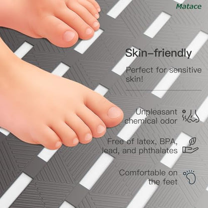 Bathtub Mat Non Slip - for Inside Bath Tub & Shower, Large 40x16 Inch, 261 Strong Suction Cups, Soft Textured Surface, Fast Drain & Quick Dry, Bathroom Safety Mat, Dark Gray, Matace - color: Dark Gray, size: 40" x 15.8" (Rectangular)