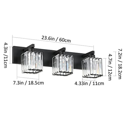 Aipsun Black Vanity Light Bathroom Lighting Fixtures 3 Light Crystal Modern Bathroom Vanity Light (Exclude Bulb) - color: Black, size: 23 inch