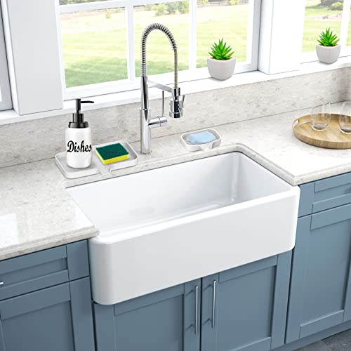 Kitchen Sink Tray,3 Pcs Silicone Sponge Holder for Kitchen Sink Organizer, Kitchen Soap Tray Self Draining Soap Dish for Bathroom - color: White-3 Pcs