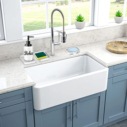 Kitchen Sink Tray,3 Pcs Silicone Sponge Holder for Kitchen Sink Organizer, Kitchen Soap Tray Self Draining Soap Dish for Bathroom - color: White-3 Pcs