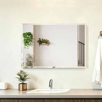 1 PCS 20x 28 Beveled Wall Mirror Decorative Bathroom Vanity Mirror | Beveled Edge,Shatterproof Frameless Mirror,Modern Design,Rectangle - size: 28"L x 20"W
