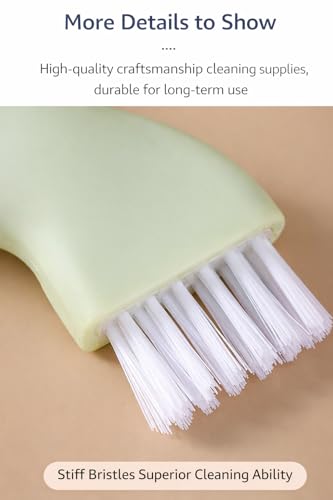 2 Pack Crevice Cleaning Brush with Water Bottle Connector, Multi-Purpose Dry & Wet Cleaning Brush for Kitchen, Bathroom, Sink, Stovetop, Tile Gaps, Shoes (Green & White)