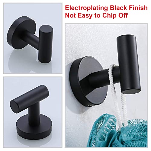 Matte Black Towel Hooks,2 Packs Wall Mount Towel Holder, Wall Robe Hook for Bathroom,Heavy Duty Stainless Steel Hook Hanger for Robe, Bath Towel, Coat(Drilling) - color: Matte Black