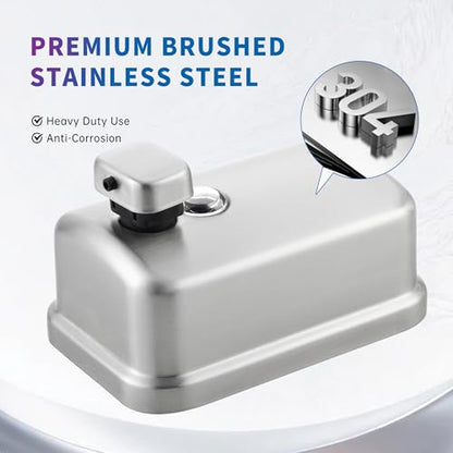 Commercial Soap Dispenser Wall Mount Bathroom, 20 fl.oz. | Liquid Brushed Stainless Steel Hand Sanitizer Dispenser - size: 20 fl.oz.