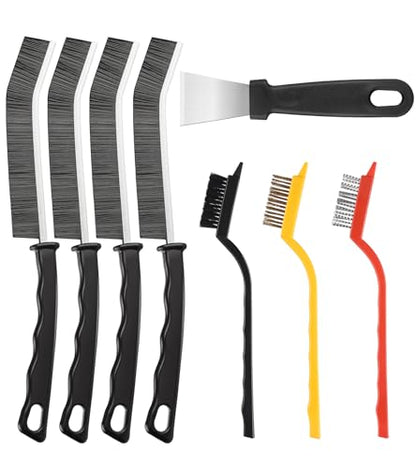 Tedmax 8Pack Crevice Cleaning Brush Set | Durable brushes scraper set for tile grout,sinks, narrow gaps.Effectively removes tough grime,dirt limescale buildup.