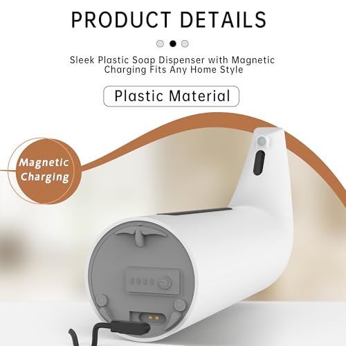 Automatic Liquid Soap Dispenser, 4-Level,Rechargeable | Plastic,13.5oz/400ml White Touchless Electric Hand & Dish Countertop Soap Dispensers with Sensor for Bathroom,Kitchen Sink - color: White, style: Rechargeable