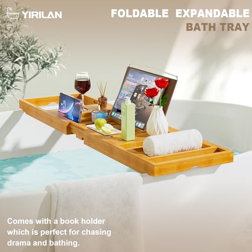 Bathtub Tray Caddy, Expandable Wooden Bathroom, Luxury Bamboo Bathtub Tray, Bath Tub Table Caddy, Bamboo