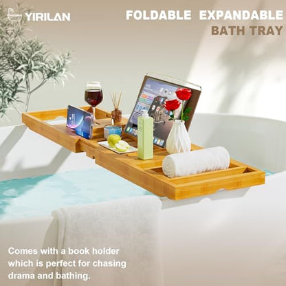 Bathtub Tray Caddy, Expandable Wooden Bathroom, Luxury Bamboo Bathtub Tray, Bath Tub Table Caddy, Bamboo