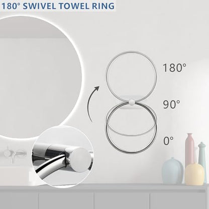 Self-Adhesive Towel Ring, No Drill Stainless Steel Round Hand Towel Holder, Rustproof Waterproof Towel Hanger with Strong Sticky Base, Modern Wall-Mounted Towel Loop for Bathroom Kitchen (Chrome) - color: Chrome
