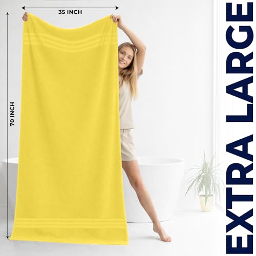 DAN River 2 Pack Bath Sheets Extra Large 35x70, Large Bath Towels for Adults, XL Oversized Heavy Duty Towel Set, 600 GSM 100% Ring Spun Cotton, Soft Quick Dry, Yellow - color: Yellow