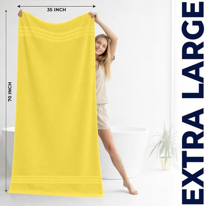DAN River 2 Pack Bath Sheets Extra Large 35x70, Large Bath Towels for Adults, XL Oversized Heavy Duty Towel Set, 600 GSM 100% Ring Spun Cotton, Soft Quick Dry, Yellow - color: Yellow