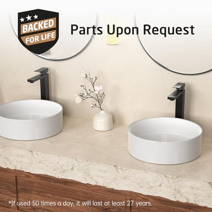 KES Vessel Sink Faucet, Black Bathroom Faucets, Tall Bathroom Faucets with Sink Drain with Overflow, L3156BLFF12-BK-C1 - color: Black, style: w/ Drain (WITH Overflow) - TALL Faucet