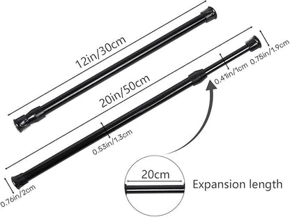 Bettli Spring Loaded Curtain Tension Rod Bit Holder Extensions 12-20 inches (Black 4) - color: Black 4