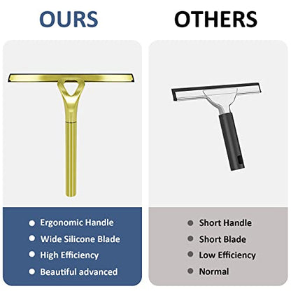 Stainless Steel Shower Squeegees All-Purpose Mirror/Window/Glass Wiper Scraper Golden Shower Squeegee