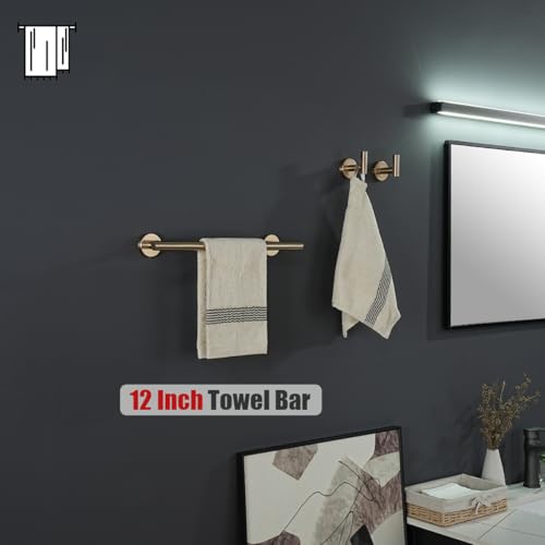 JQK Champagne Bronze Towel Bar, 15 Inch 304 Stainless Steel Thicken 0.8mm Towel Rack Bathroom, Towel Holder Wall Mount, Useable Length 12 Inch, TB110L12-CB - color: Champagne Bronze, size: 15 Inch