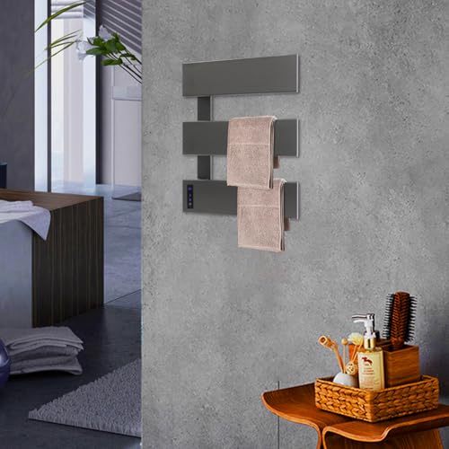 Electric Towel Warmer, Wall-Mounted Towel Heater with Timer & LED Screen, Temperature Adjustment, IPX4 Waterproof Towel Rack Dryer for Bathroom, Hotels, Home, Wide Heating Panel, 17.72" W (3 Tier) - size: 3 Tier