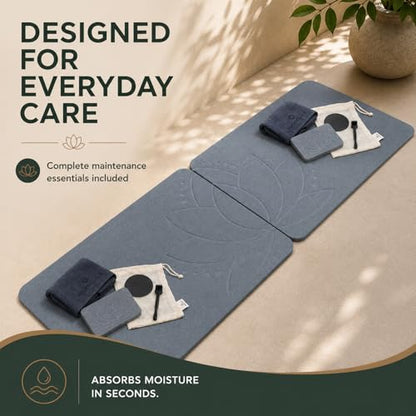 Stone Bath Mat, Diatomaceous, Quick Dry - Lotus Fusion 2-Pack | Non-Slip, Stone Bath Mats for Bathroom, Diatomite, 23.6"x15.4" (Set of 2) - color: Lotus Fusion 2-pack