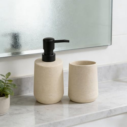Resin Bathroom Set (Beige, 2 Pcs-B) - color: Beige, size: 2 Pcs-B