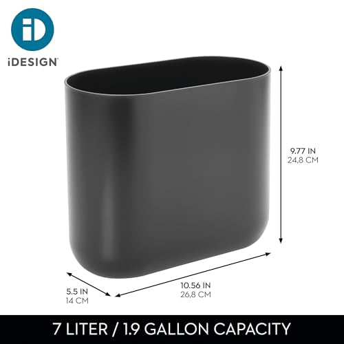 iDesign Small Slim Plastic Bathroom Trash Can, 2-Pack, Gray | Bedroom, Office, Desk, Dorm - color: Charcoal, style: Pack of 2