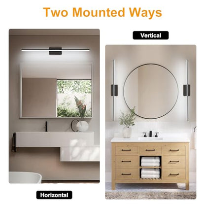 LED Bathroom Vanity Light, Modern Bathroom Light Fixture Over Mirror (3000K/4000K/6000K, Dimmable), Vanity Light Bar with Angle Adjustable, 40 Inch, Black - color: Black, size: 40 inch