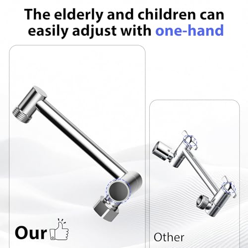 5"Adjustable Shower Extension Arm with Push-Button Lock Easy Install Chrome | Solid Brass One-Hand Adjust height High pressure resistance, long-term durability for All Rain & Handheld Showerheads - color: Chrome, size: 5 Inches