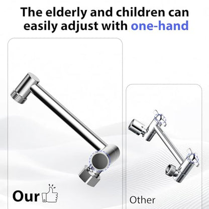 5"Adjustable Shower Extension Arm with Push-Button Lock Easy Install Chrome | Solid Brass One-Hand Adjust height High pressure resistance, long-term durability for All Rain & Handheld Showerheads - color: Chrome, size: 5 Inches