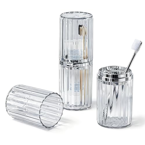 Large Toothbrush Travel Case 2 in 1 Toothbrush Holder and Rinse Cup | Dustproof Cover, Thickened, Premium PET Material, BPA-free, Large capacity, Perfect for Travel, Cruises, Hotels, Stay Over - color: Clear