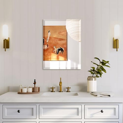 Beveled Mirror 18x24 Frameless Bathroom Wall Mirror Shatterproof | Modern Wall Mount Vanity Mirror, Hangs Horizontally or Vertically, for Over Sink, Living Room, Bedroom, Upgraded Packing - size: 18"L x 24"W