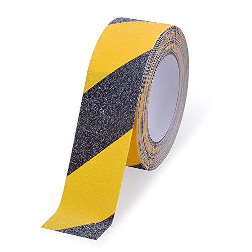 Anti Slip Tape, Waterproof Self Adhesive Yellow/Black 2"x16Ft Grip Tape | High Visibility Safety Warning Tape, High Traction Wear Resistant for Stairs, Walkways, Ramps & Industrial Areas - size: 2 Inch x 16 Feet