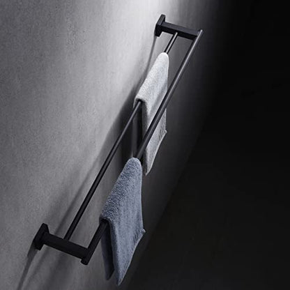Miyili Matte Black Double Bath Towel Bar 30-Inch SUS 304 Stainless Steel Towel Holder Rack for Bathroom, A02B75B - color: Matte Black, size: 30-Inch
