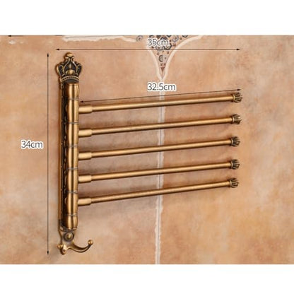 ZHOUXIAO Gold Bathroom Swing Out Towel Bar Holder Hook Wall-Mounted/Swivel Towel Rack Hanger Organizer for Bathroom, Vintage Towel Bar Folding Arm Swivel Hanger Bathroom STO 5Bars
