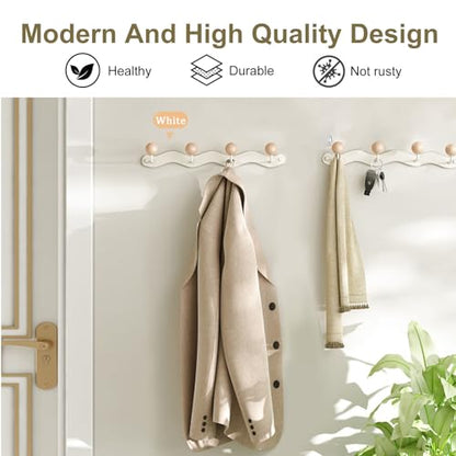 Coat Hooks for Wall, Key Holder Wall Mount, Coat Rack Wall Mount, Wall Hooks for Coats, Hooks for Hanging Hat Towel Purse Robes Mudroom Bathroom Entryway, Beige - color: White-Wall