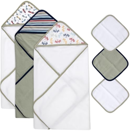 Baby Bath Essential Hooded Baby Bath Towel and Washcloth 6 Piece Set for Newborns, Infants & Toddlers, Boys & Girls Baby Hooded Towels Set (Racecars) - color: Racecars