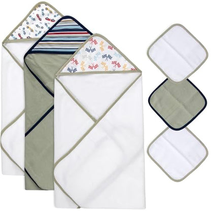 Baby Bath Essential Hooded Baby Bath Towel and Washcloth 6 Piece Set for Newborns, Infants & Toddlers, Boys & Girls Baby Hooded Towels Set (Racecars) - color: Racecars