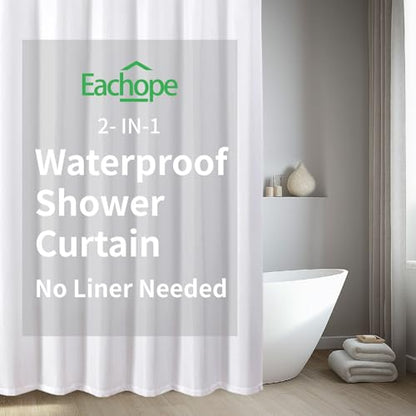 eachope Stall Waterproof Fabric Shower Curtain,No Liner Needed,TPU Laminated Polyester Shower Curtain,Chevron Striped with Weighted Magnets and Metal Grommets,36 x 72 Inch,White - color: White, size: 36"W x 72"L (Pack of 1)