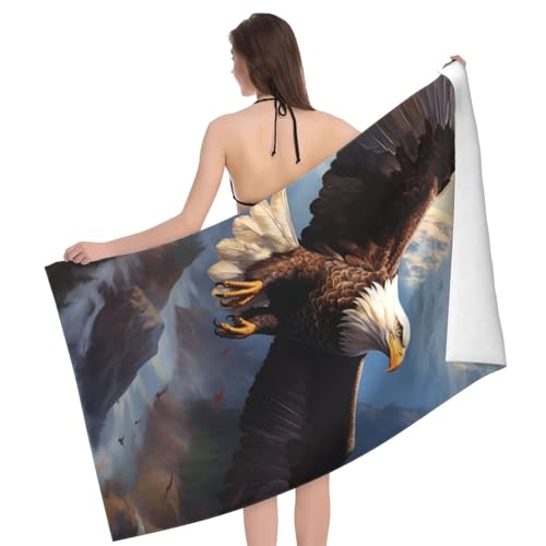Bald Eagle Beach Towel Quick Dry Microfiber Eagle American Towel Lightweight Large Swimming Towel for Travel Pool Camping Absorbent Soft Beach Towel Gifts for Adults Kids Girls Boys 52x32 Inches - color: Beach Towel98