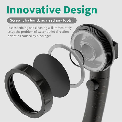 High Pressure Shower Head with Handheld, Oil-Rubbed Bronze | On Off Shower for RV, Water Saving Shower Head with Stop Button and 3 Modes, Detachable RV Shower Head with Hose and Bracket - color: Oil Rubbed Bronze