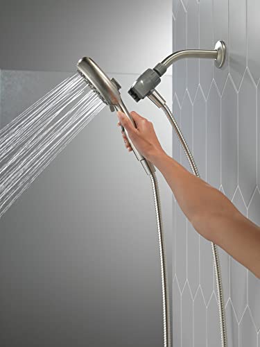 Delta Faucet 6-Spray SureDock Magnetic Shower Head with Handheld Spray, Brushed Nickel Shower Head with Hose, Showerheads & Handheld Showers, MagnaTite Docking, Stainless 75609SN - color: Stainless