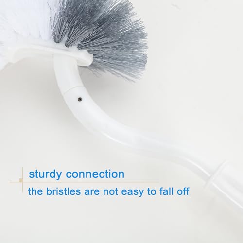 2 Pack Curved Toilet Bowl Brush Without Holder for Bathroom, Compact Toilet Brush Durable Under The Rim Household Deep Cleaning Brushes (White Toilet Brush Without Holder) - color: White Toilet Brush Without Holder