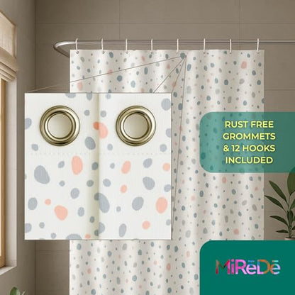 Waterproof Shower Curtain 72x72 – Fabric Bathroom Curtain with Weighted Hem & Rustproof Grommets – Washable Speckled Design with 12 Hooks – Decorative Polyester Shower Curtain for Bathroom