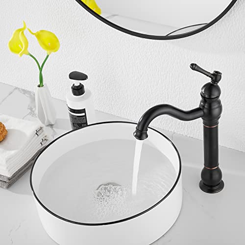 360° Swivel Single Handle One Hole Bathroom Vessel Sink Faucet Matching Pop Up Drain Without Overflow Oil Rubbed Bronze - color: Oil Rubbed Bronze, size: Vessel