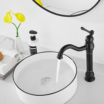 360° Swivel Single Handle One Hole Bathroom Vessel Sink Faucet Matching Pop Up Drain Without Overflow Oil Rubbed Bronze - color: Oil Rubbed Bronze, size: Vessel