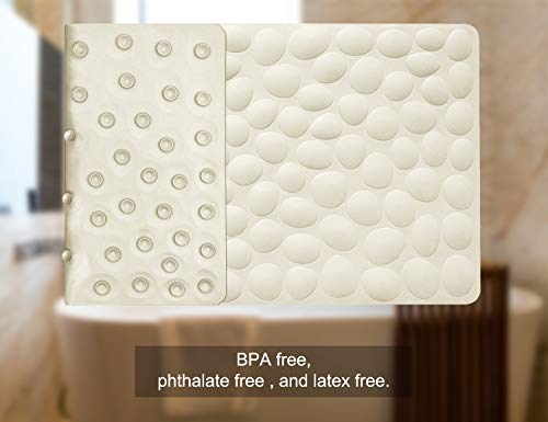 Non-Slip Bathtub Mat OTHWAY Soft Rubber Bathroom Bathmat with Strong Suction Cups (Beige) - color: Beige, size: 31.5" x 16" (Rectangular)