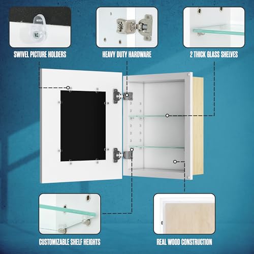 Medicine Cabinet No Mirror, Recessed Medicine Cabinet, 12x15 (14x17) | Houseables Hidden In Wall Niche, Without Mirror, Picture Frame, Concealed, Built In, Between Stud Shelf Insert, Bathroom - size: 12" x 15" ID, 14" x 17" OD